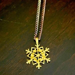 Gold Toned Snowflake Necklace (8.5” length)